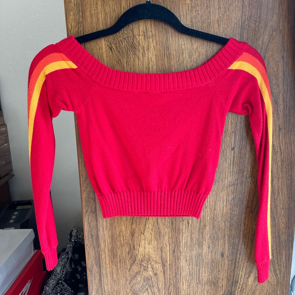 Rainbow sleeved Forever 21 crop sweater